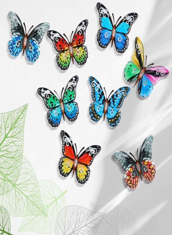 جيتك مجموعة جيتك من 8 قطع من زينة الفراشات المعدنية الجدارية، فراشات بطول 6.5 بوصة، زينة فنية خارجية للأسوار، منحوتات معلقة لتزيين الجدران والأسوار والحدائق والفناءات، مثالية لحفلات الانتقال إلى منزل جديد وأعياد الميلاد وحفلات الزفاف (نمط أنيق). - Image 2